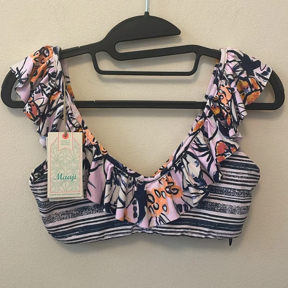 Maaji girls bikini top swimsuit kids size 16 ruffle multi color Hello Linda